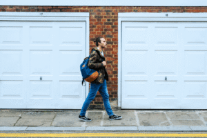 Man commuting to work while balancing his job and rehab treatment